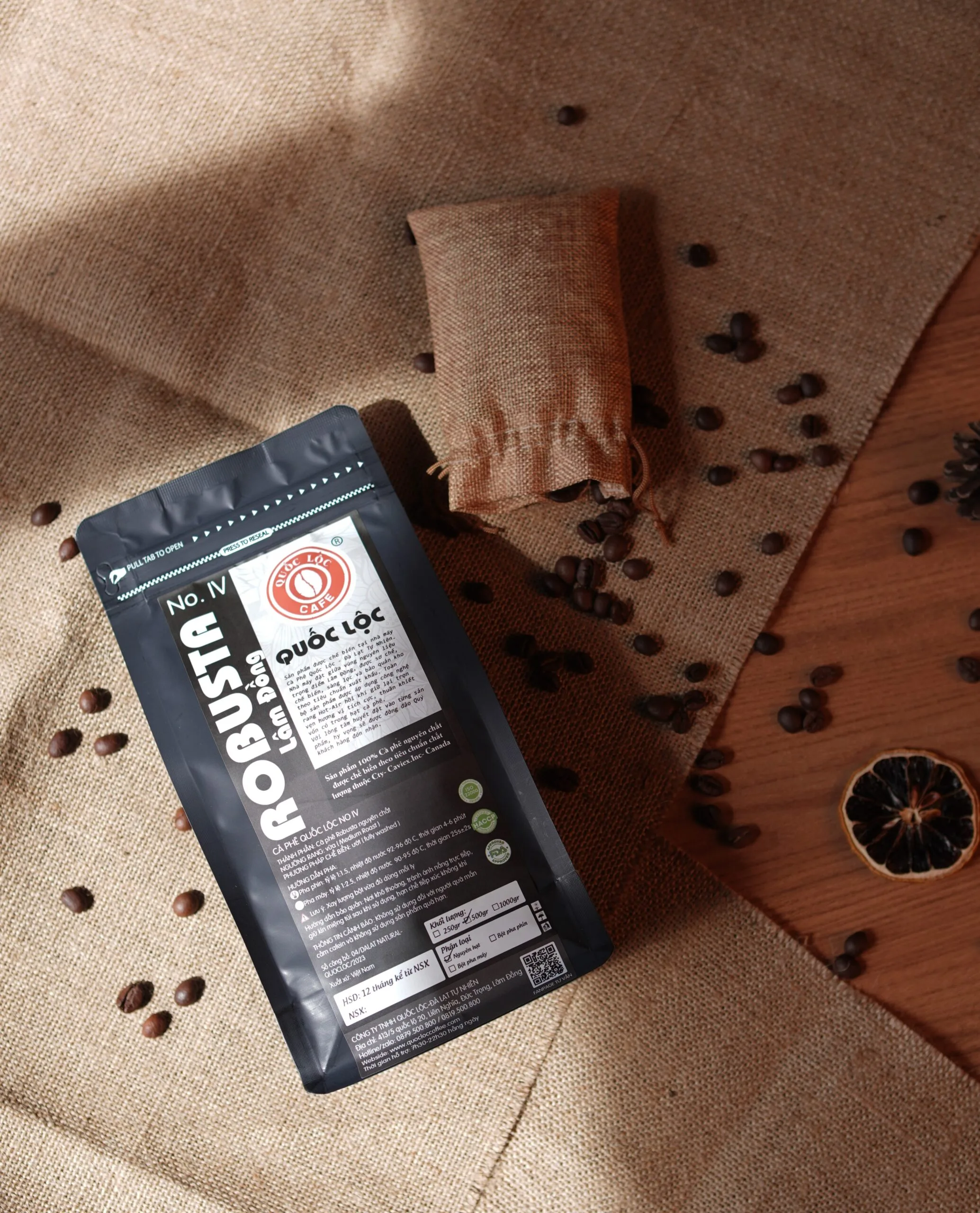 Cà phê Quốc Lộc NO4 rang mộc Robusta – hình ảnh sản phẩm dành cho quán cà phê