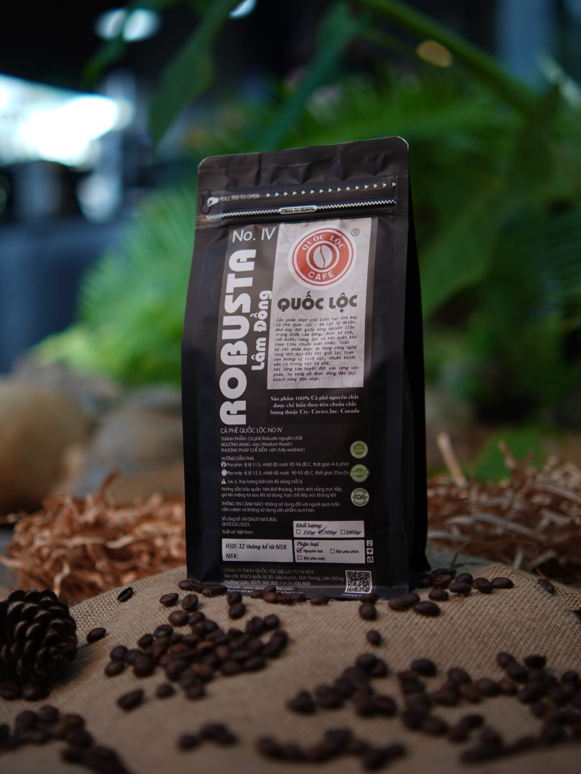 Gói cà phê Robusta Quốc Lộc No4 phù hợp cho pha phin và pha máy