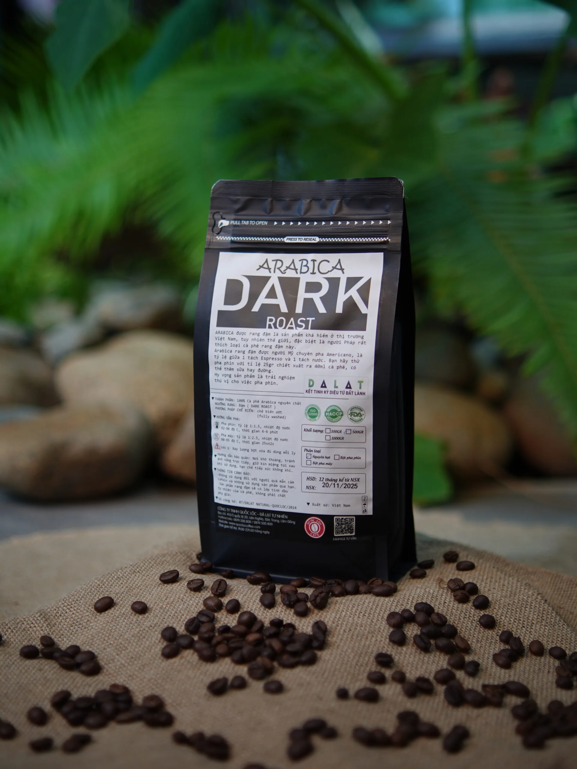 Arabica Dark Roast – dòng cà phê rang đậm theo profile rang được Quốc Lộc Coffee phát triển cho gu đậm đà nhưng cafein thấp