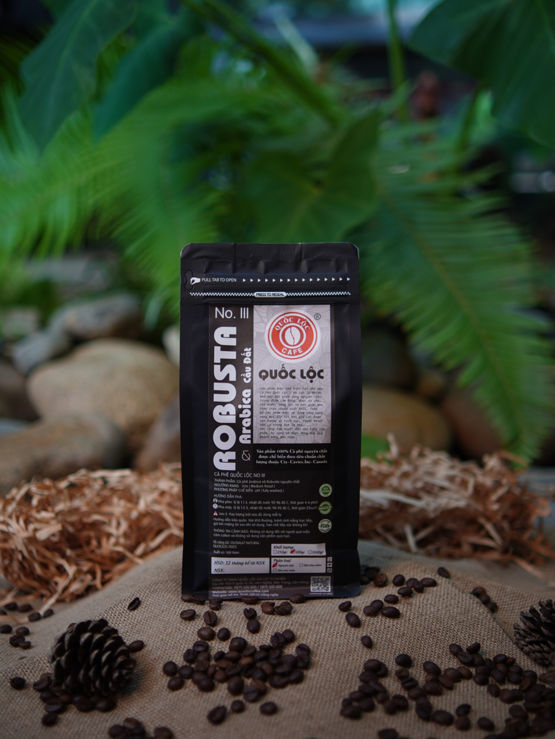 Cà phê No3 Quốc Lộc Coffee rang medium theo profile rang cà phê, phù hợp gu đậm vừa và cân bằng.