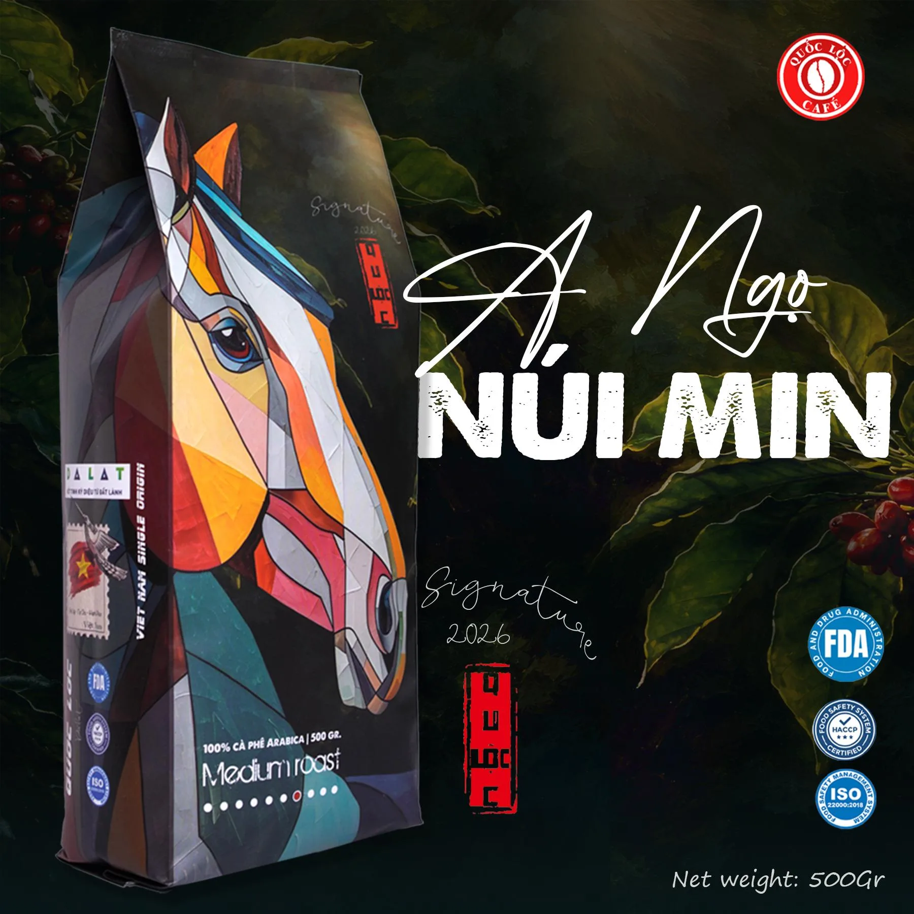 A Ngọ Núi Min là dòng Arabica đặc sản được canh tác tại vùng Núi Min, Lâm Đồng. Cà phê nổi bật với hương trái cây chín, dâu khô, đào khô, chocolate sữa và hậu vị ngọt kéo dài.